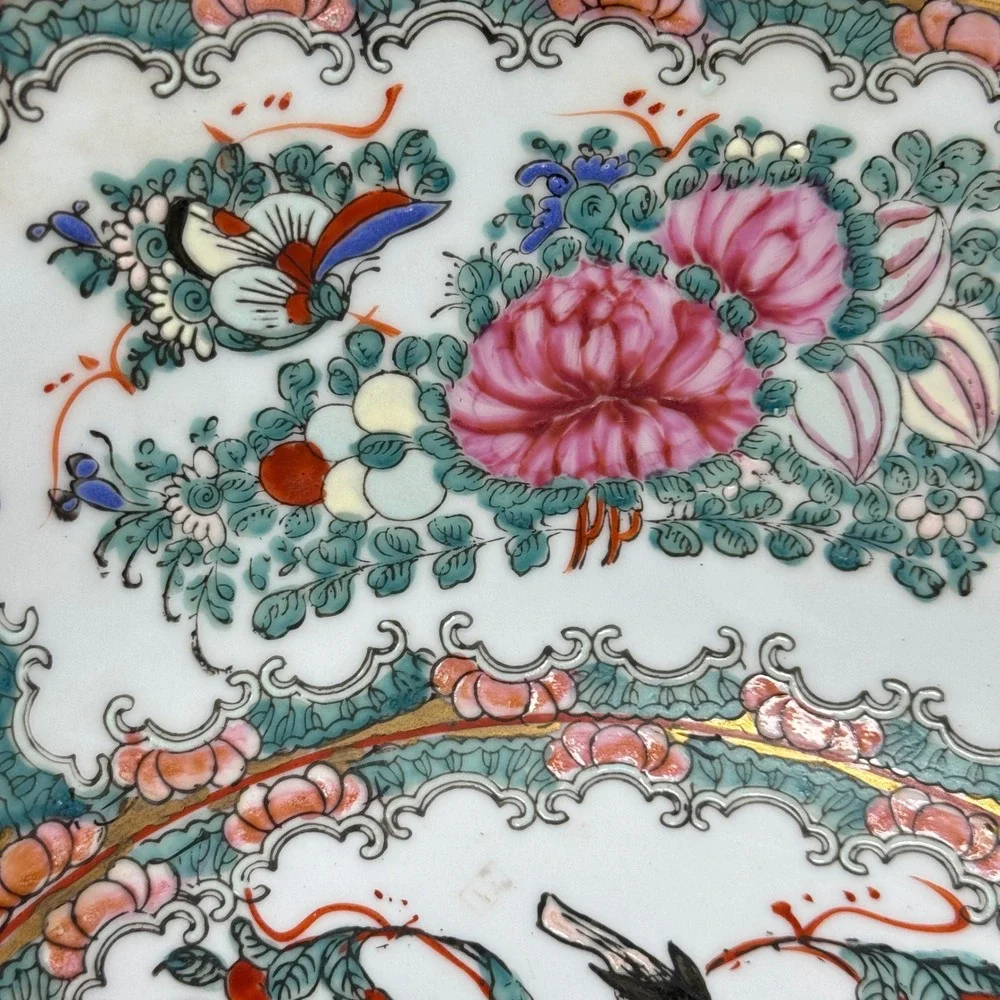 Vintage Large Chinoiserie Rose Medallion 10
